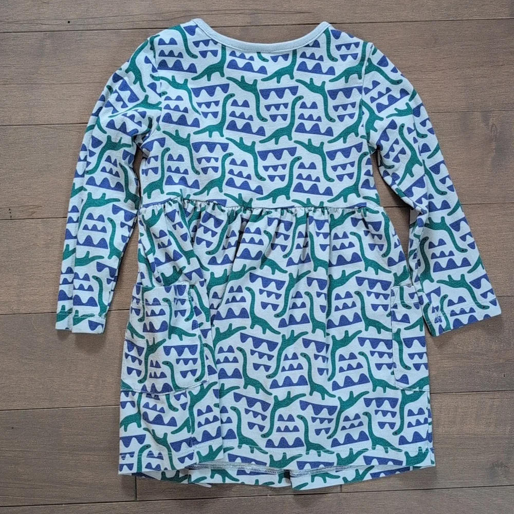 Hanna Andersson 3T Dinosaur Long Sleeve Playground Dress with Pockets - Picture 6 of 7
